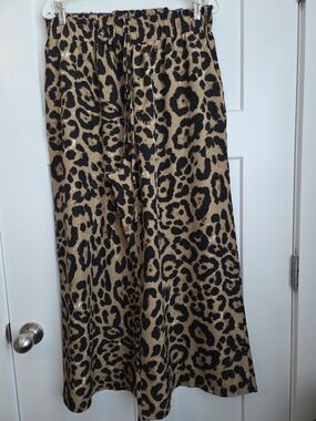 0080.  Leopard Print Pallazo Pants in Tan and Black